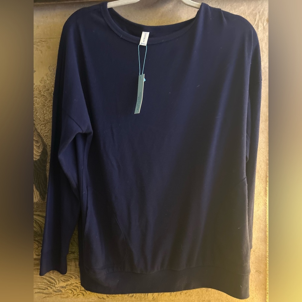 New YSYOKOW Dark Navy Blue Long Sleeve Shirt Pockets SZ Medium